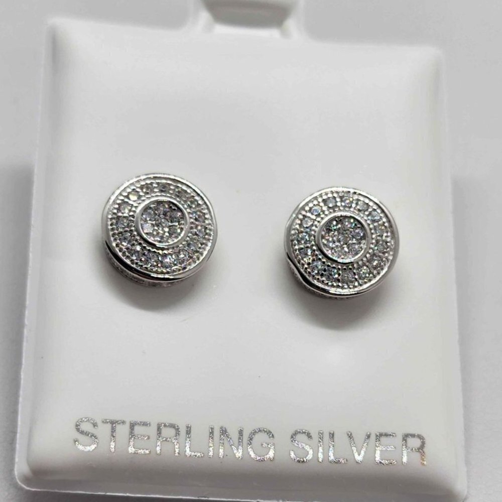 Brand New   Sterling Silver 925 Round Disc Earrings